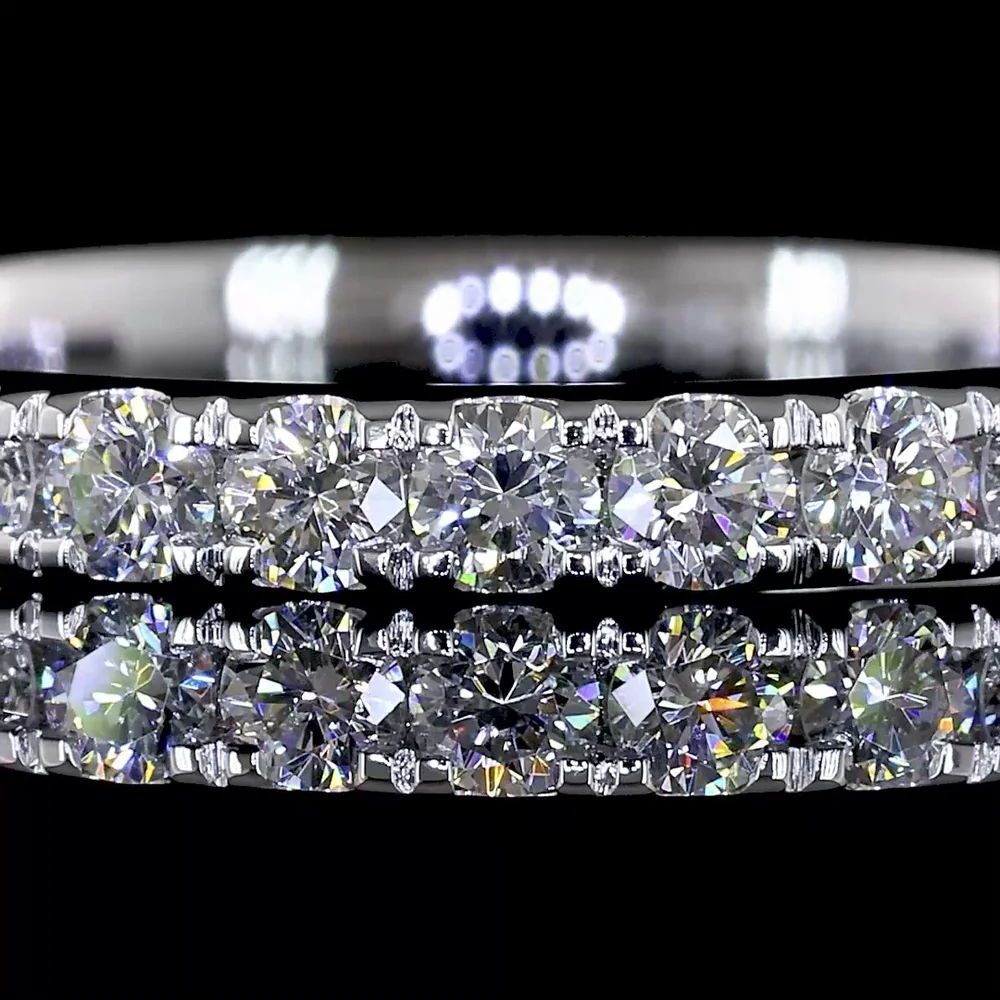 14K White Gold 3/4 Eternity Band with U-Prong Set Round Lab Diamonds - 0.51 Carats Total Diamond Weight - Covaloro Fine Jewelry - Image 2