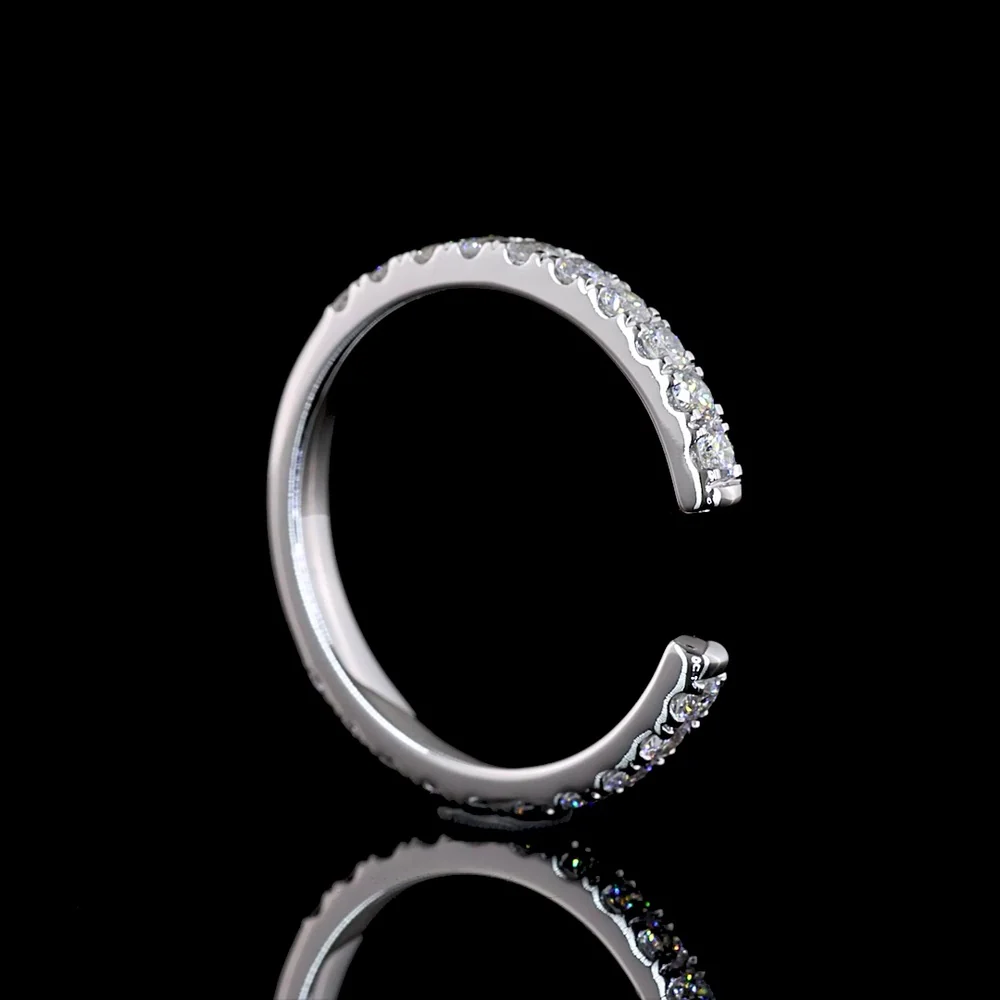 14K White Gold 3/4 Eternity Band with U-Prong Set Round Lab Diamonds - 0.51 Carats Total Diamond Weight - Covaloro Fine Jewelry - Image 3