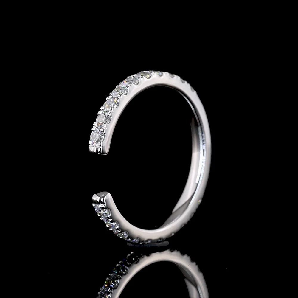 14K White Gold 3/4 Eternity Band with U-Prong Set Round Lab Diamonds - 0.51 Carats Total Diamond Weight - Covaloro Fine Jewelry - Image 4
