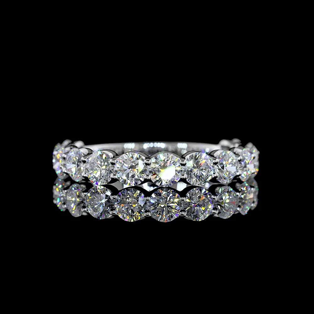 14K White Gold 3/4 Eternity Band with U-Prong Set Round Lab Diamonds - 1.91 Carats Total Diamond Weight - Covaloro Fine Jewelry