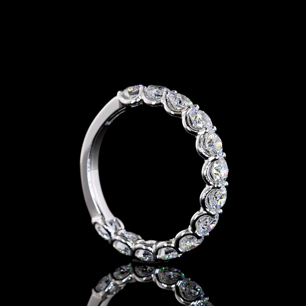 14K White Gold 3/4 Eternity Band with U-Prong Set Round Lab Diamonds - 1.91 Carats Total Diamond Weight - Covaloro Fine Jewelry - Image 3