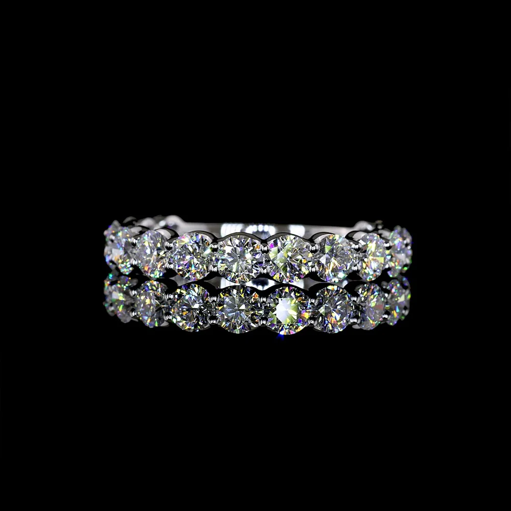 14K White Gold 3/4 Eternity Band with U-Prong Set Round Lab Diamonds - 2.17 Carats Total Diamond Weight - Covaloro Fine Jewelry