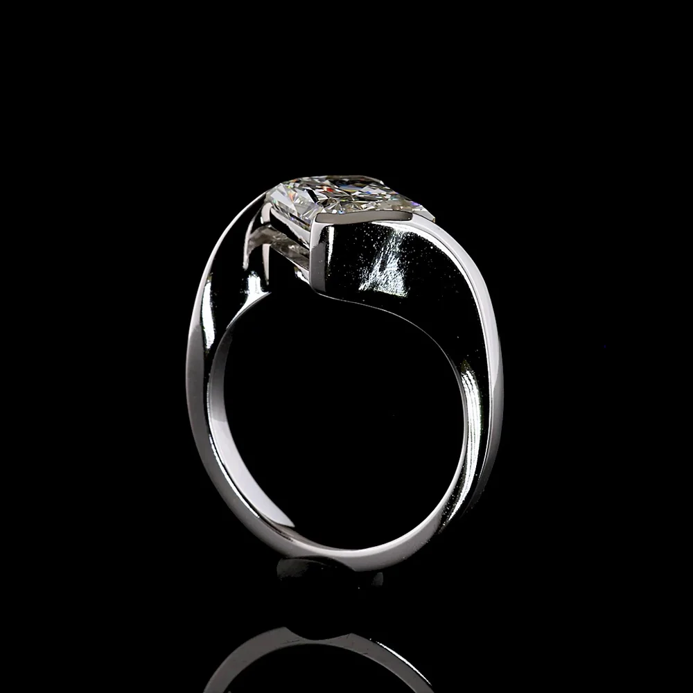 14K White Gold 3.57 Carat Radiant Cut Lab Diamond Solitaire Ring with Inclined Half-Bezel Setting - E-F Color VS1 Clarity - Covaloro Fine Jewelry - Image 3