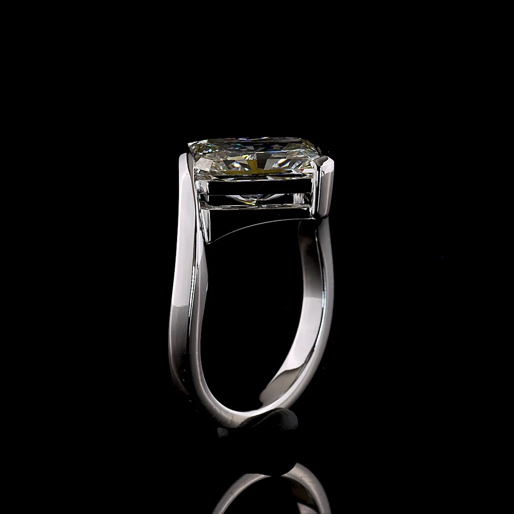 14K White Gold 3.57 Carat Radiant Cut Lab Diamond Solitaire Ring with Inclined Half-Bezel Setting - E-F Color VS1 Clarity - Covaloro Fine Jewelry - Image 4