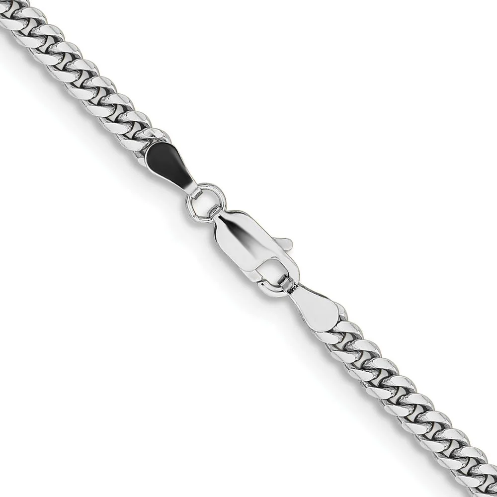 14K White Gold 3.5mm Solid Miami Cuban Chain Necklace - 22 Inches by Oro Pregiato - Image 3
