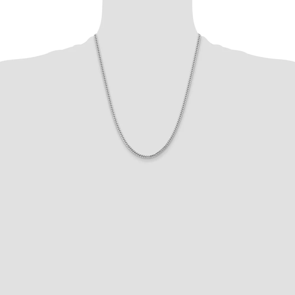 14K White Gold 3.5mm Solid Miami Cuban Chain Necklace - 22 Inches by Oro Pregiato - Image 4