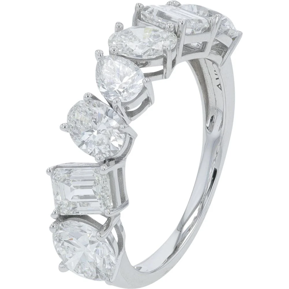 14K White Gold 3 Carat Lab Grown Diamond Band with Mixed Cut Diamonds - 3.00 Carat Total Diamond Weight