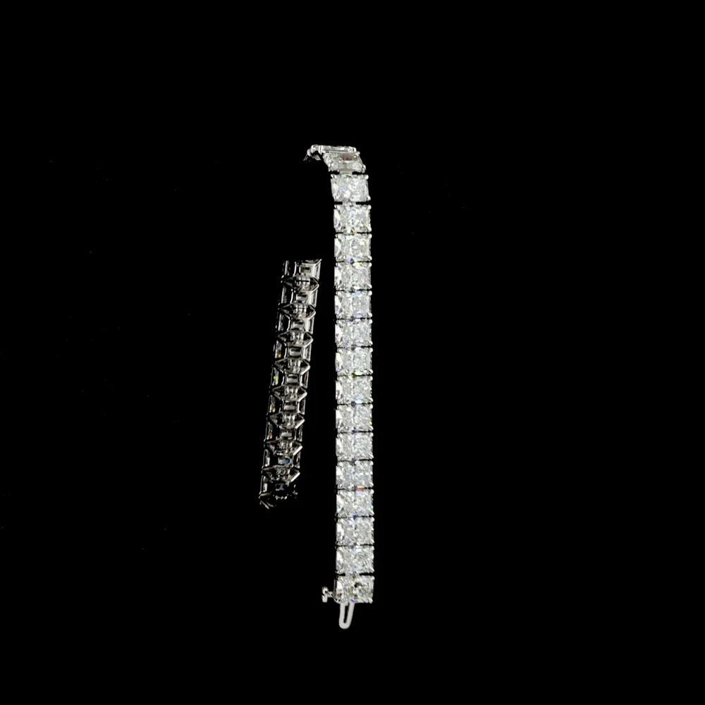 14K White Gold 33-Stone Radiant Cut Lab Diamond Tennis Bracelet - 35.83 Carats Total Weight E-F VVS2 - Covaloro Fine Jewelry - Image 3