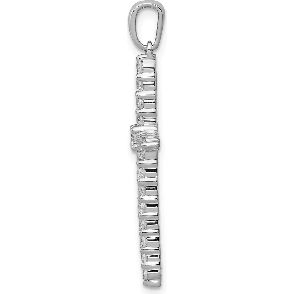 14K White Gold 34mm Cross Pendant with Round Diamonds - 0.50 Carat Total Diamond Weight by Monteluci Fine Jewelry - Image 2