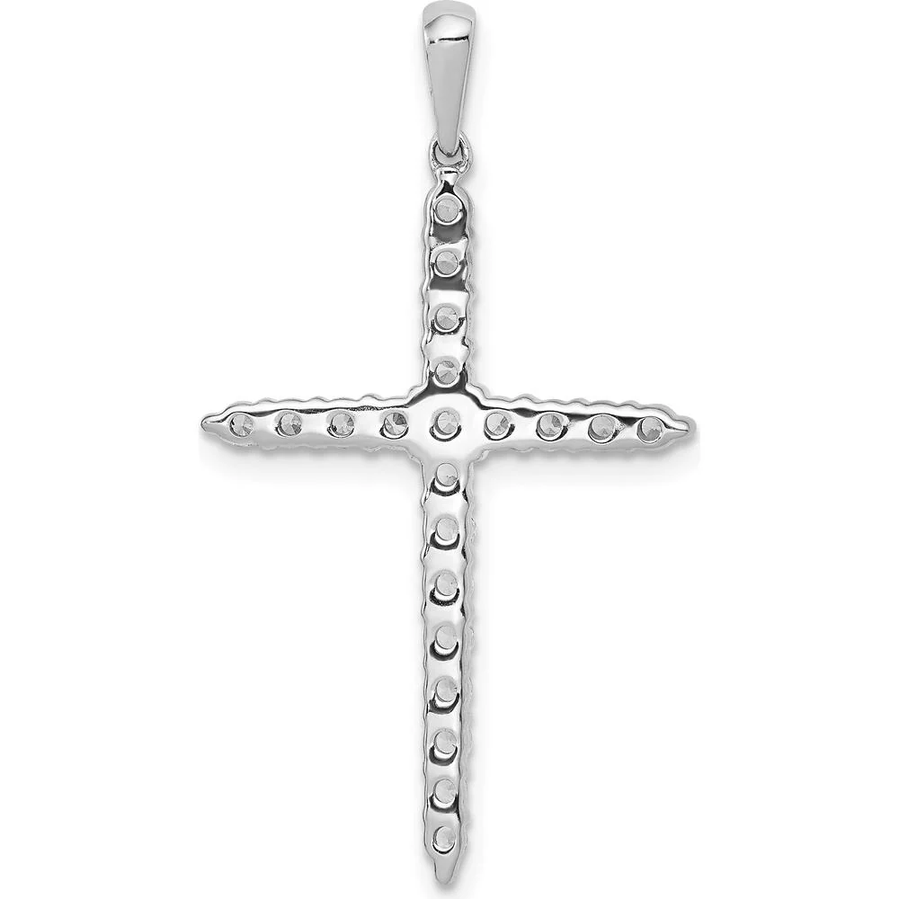 14K White Gold 34mm Cross Pendant with Round Diamonds - 0.50 Carat Total Diamond Weight by Monteluci Fine Jewelry - Image 3