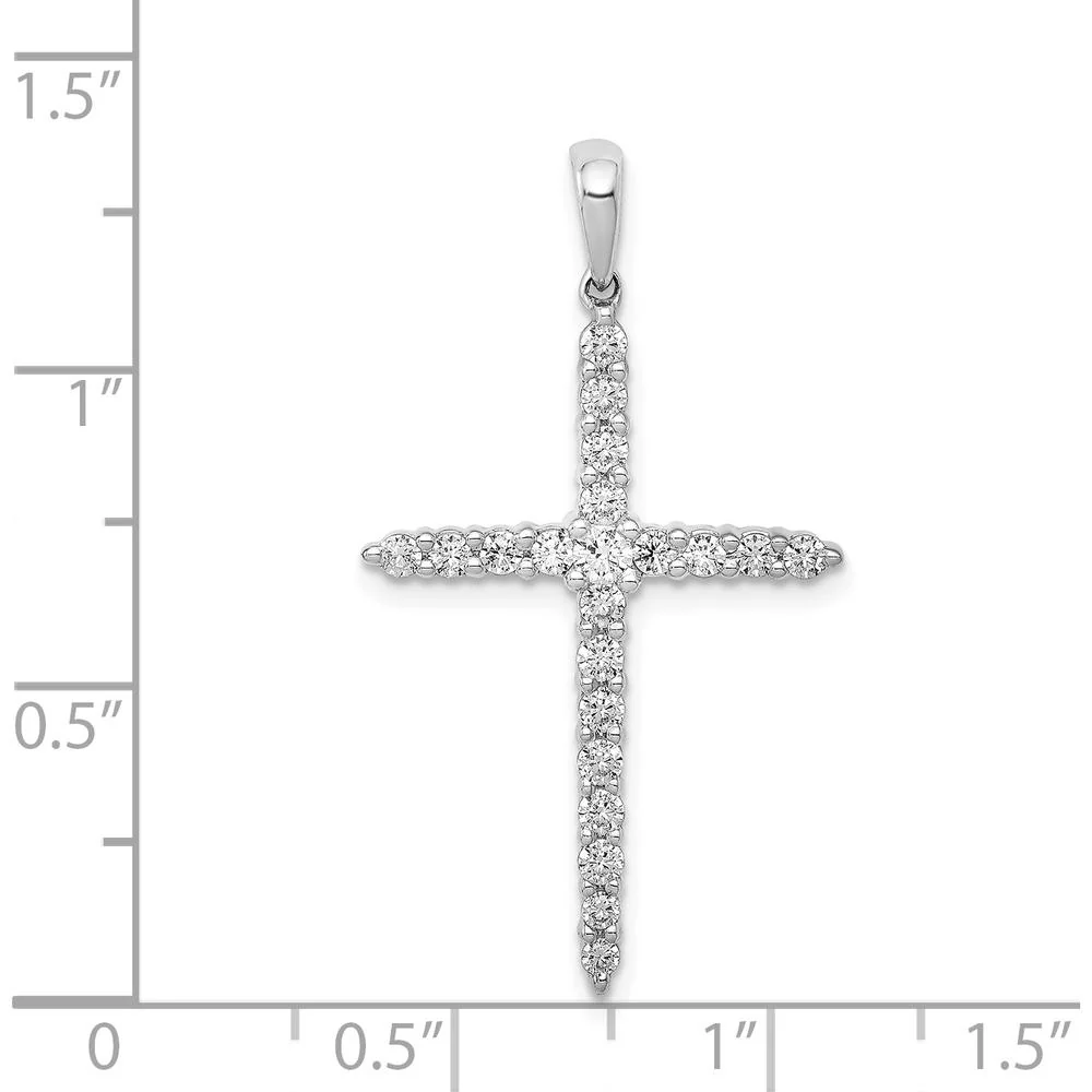 14K White Gold 34mm Cross Pendant with Round Diamonds - 0.50 Carat Total Diamond Weight by Monteluci Fine Jewelry - Image 4