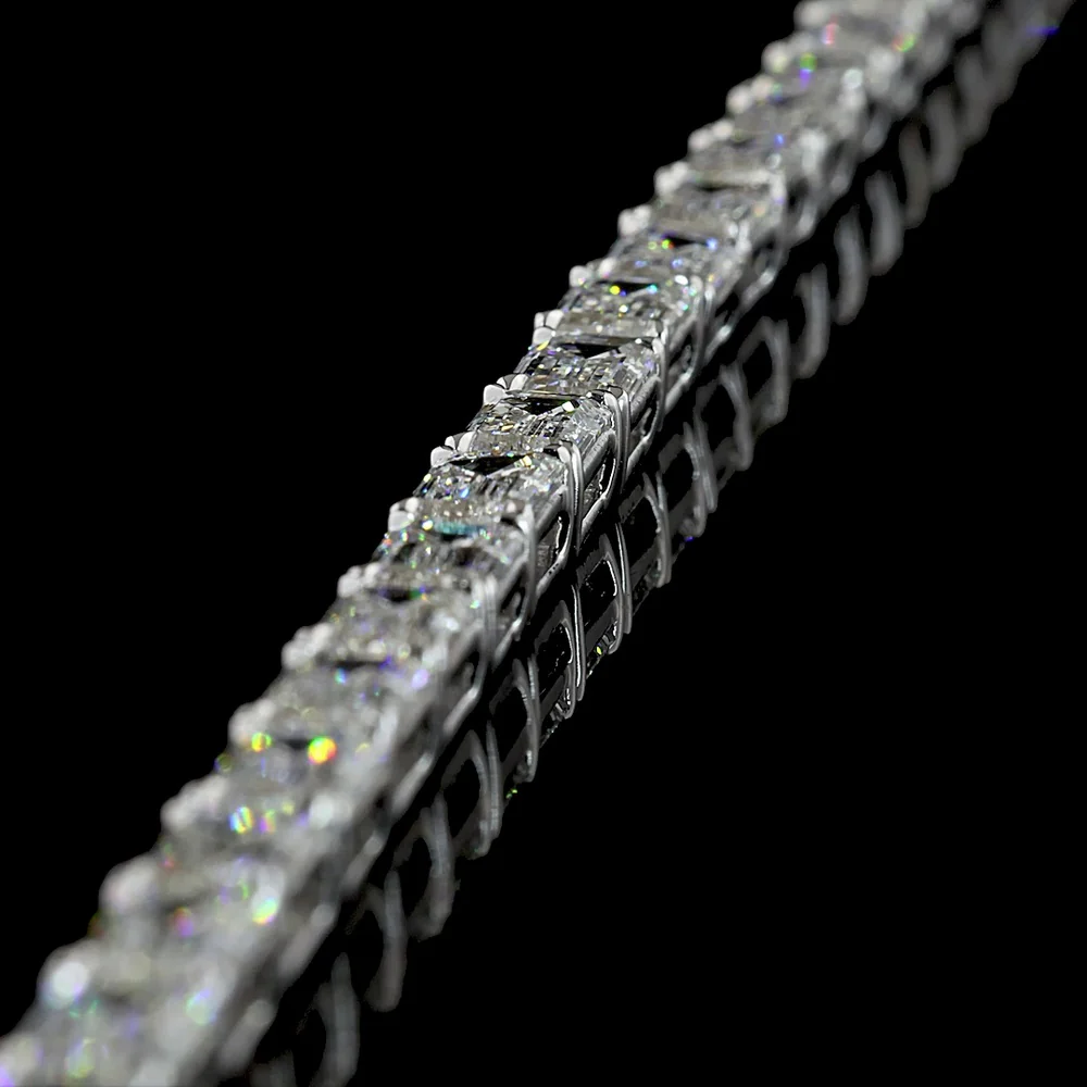 14K White Gold 39.29 Carat Tennis Necklace with East-West Prong Set Emerald Cut Lab Diamonds - E-F VS2 Clarity - 81 Stones - Covaloro Fine Jewelry - Image 4