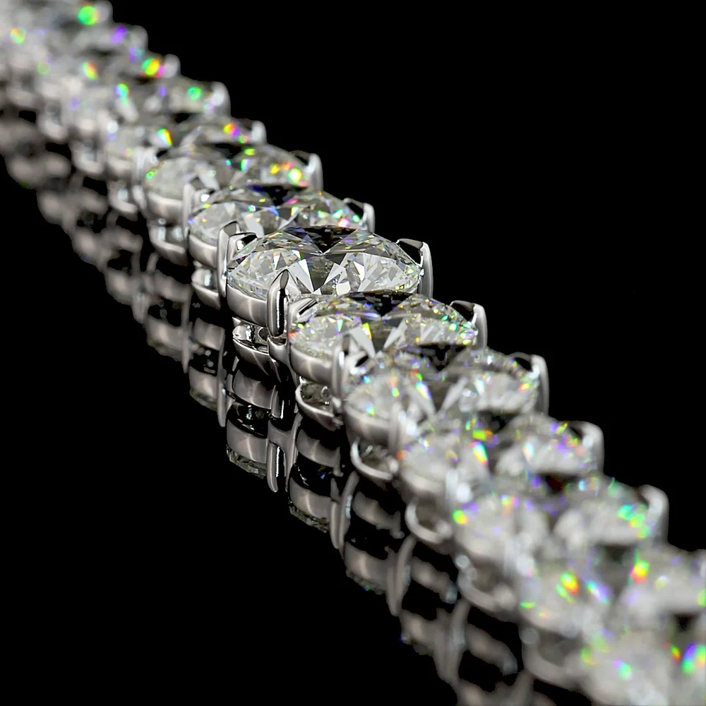 14K White Gold 39.75 Carat Graduated Riviera Necklace with 84 Prong Set Brilliant Round Lab Diamonds (E-F Color, VS1 Clarity) - Covaloro Fine Jewelry - Image 3