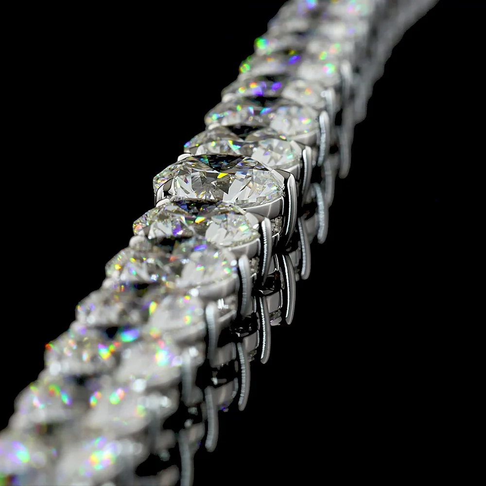 14K White Gold 39.75 Carat Graduated Riviera Necklace with 84 Prong Set Brilliant Round Lab Diamonds (E-F Color, VS1 Clarity) - Covaloro Fine Jewelry - Image 4
