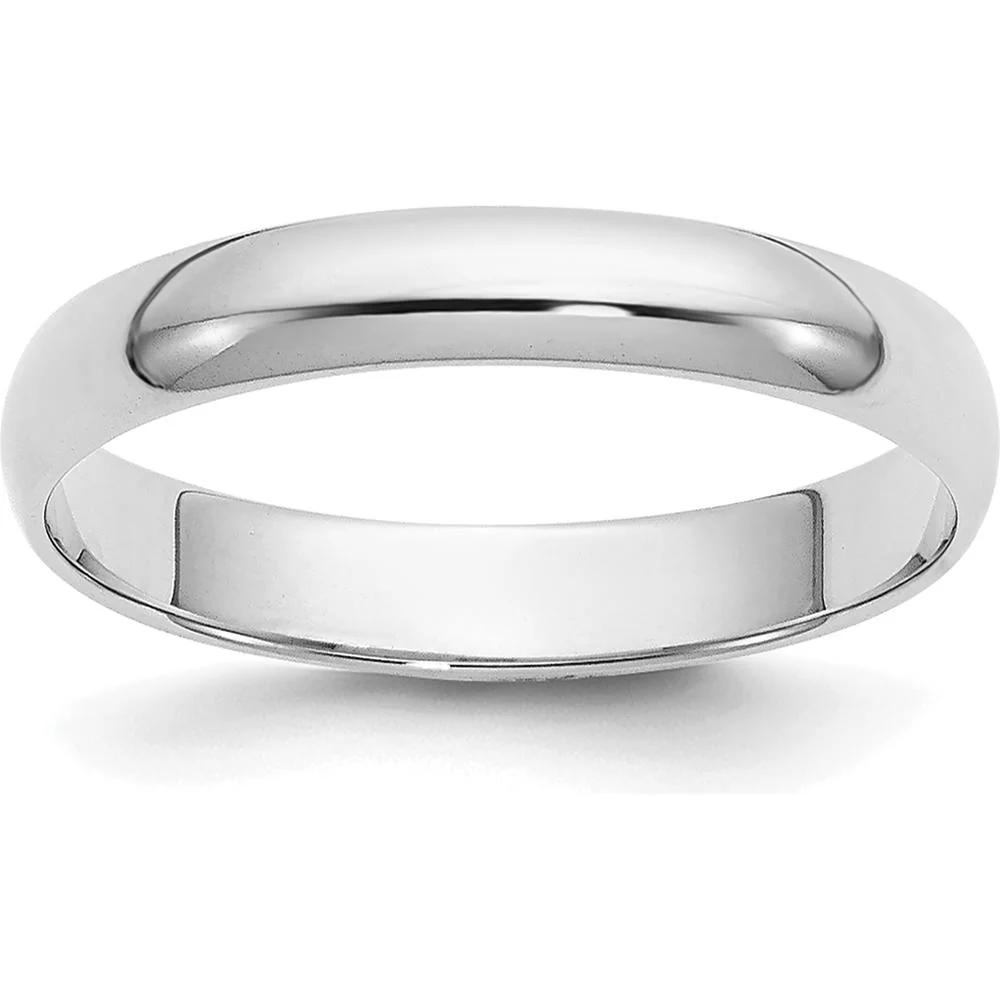 14K White Gold 3mm Half-Round Wedding Band - Polished Finish, Size 4 by Luciano & Cie