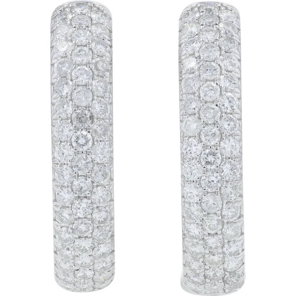 14K White Gold 4.50 Carat Diamond Inside - Out Hoop Earrings - Prong Set Sparkling Diamonds - Image 3