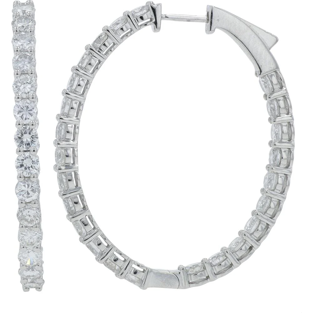 14K White Gold 4.89 Carat Diamond Inside - Out Hoop Earrings - 4.89 Carat Total Diamond Weight - Image 2