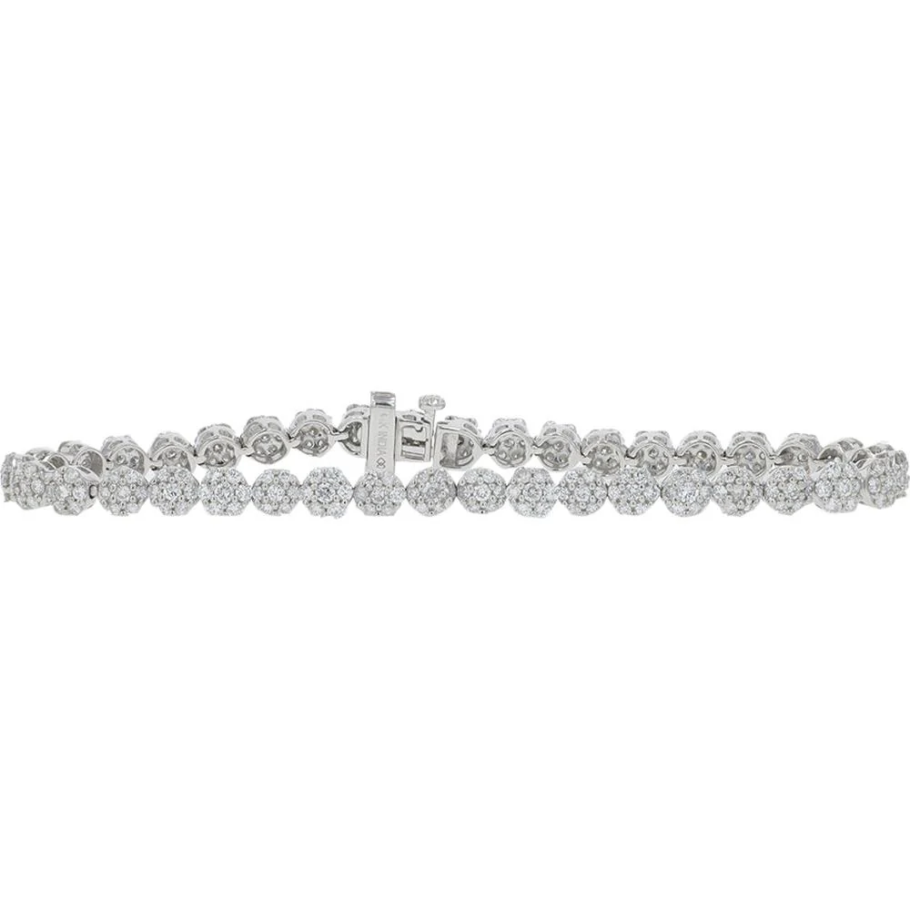 14K White Gold 4 Carat Diamond Tennis Bracelet - Round Brilliant Cut Diamonds, 4.00 Carat Total Diamond Weight