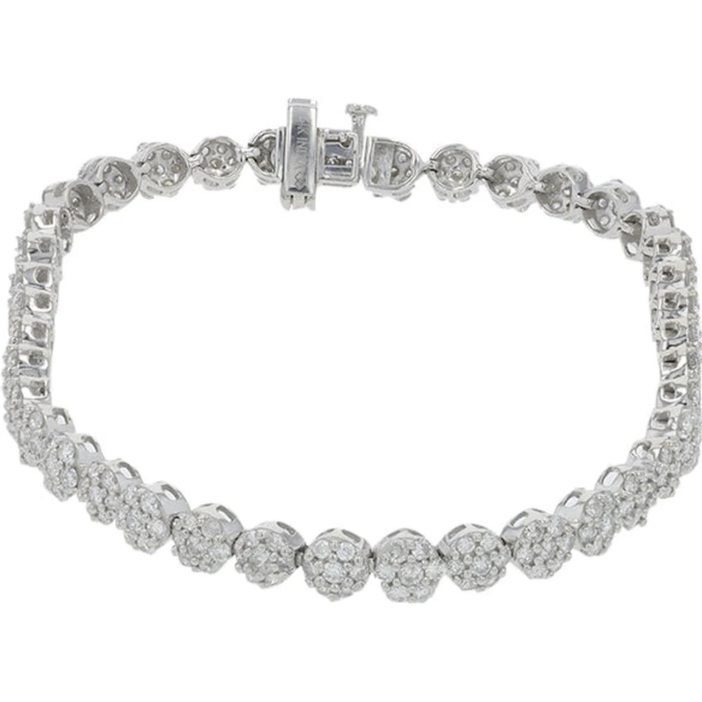 14K White Gold 4 Carat Diamond Tennis Bracelet - Round Brilliant Cut Diamonds, 4.00 Carat Total Diamond Weight - Image 2