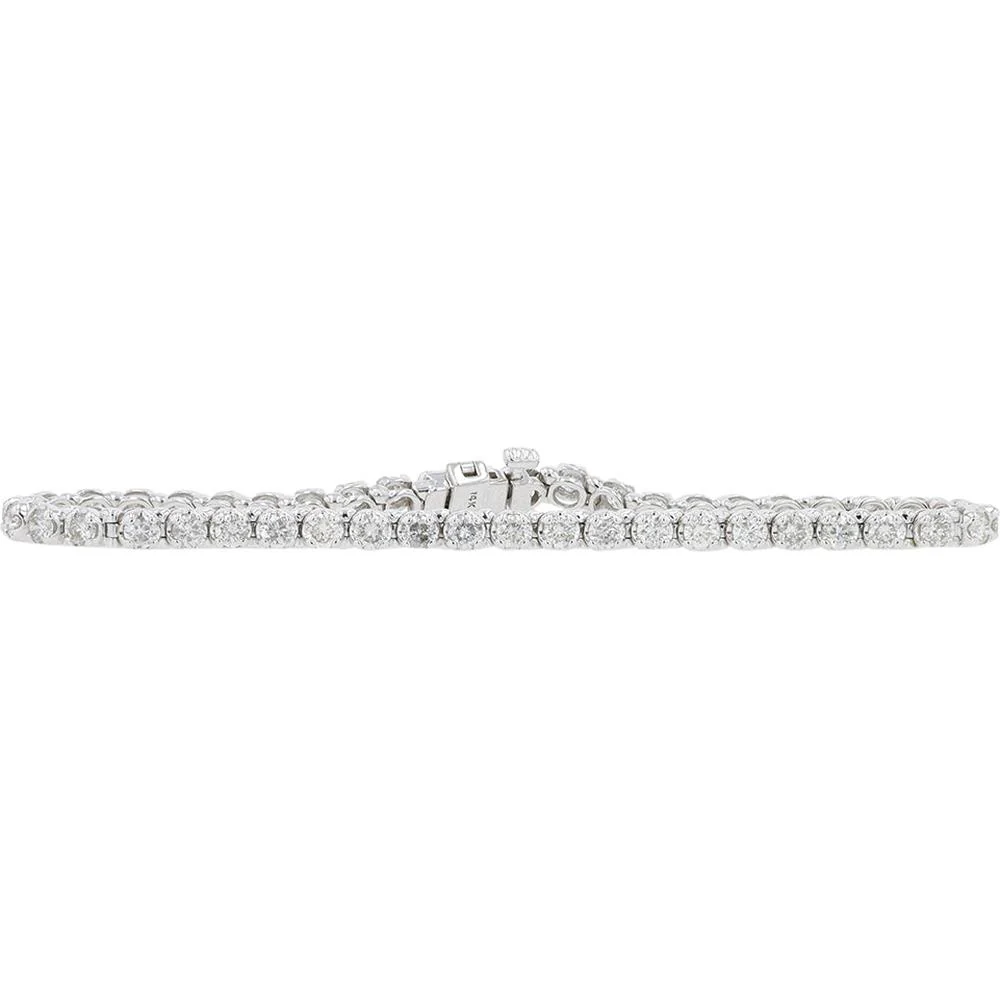 14K White Gold 4 Carat Round Diamond Tennis Bracelet - Prong Set