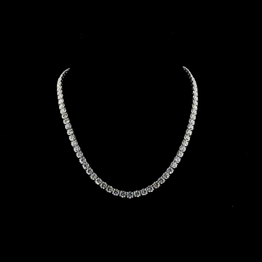 14K White Gold 40.7 Carat Tennis Necklace with 80 Round Brilliant Cut Lab Diamonds - E-F VS Clarity - Covaloro Fine Jewelry