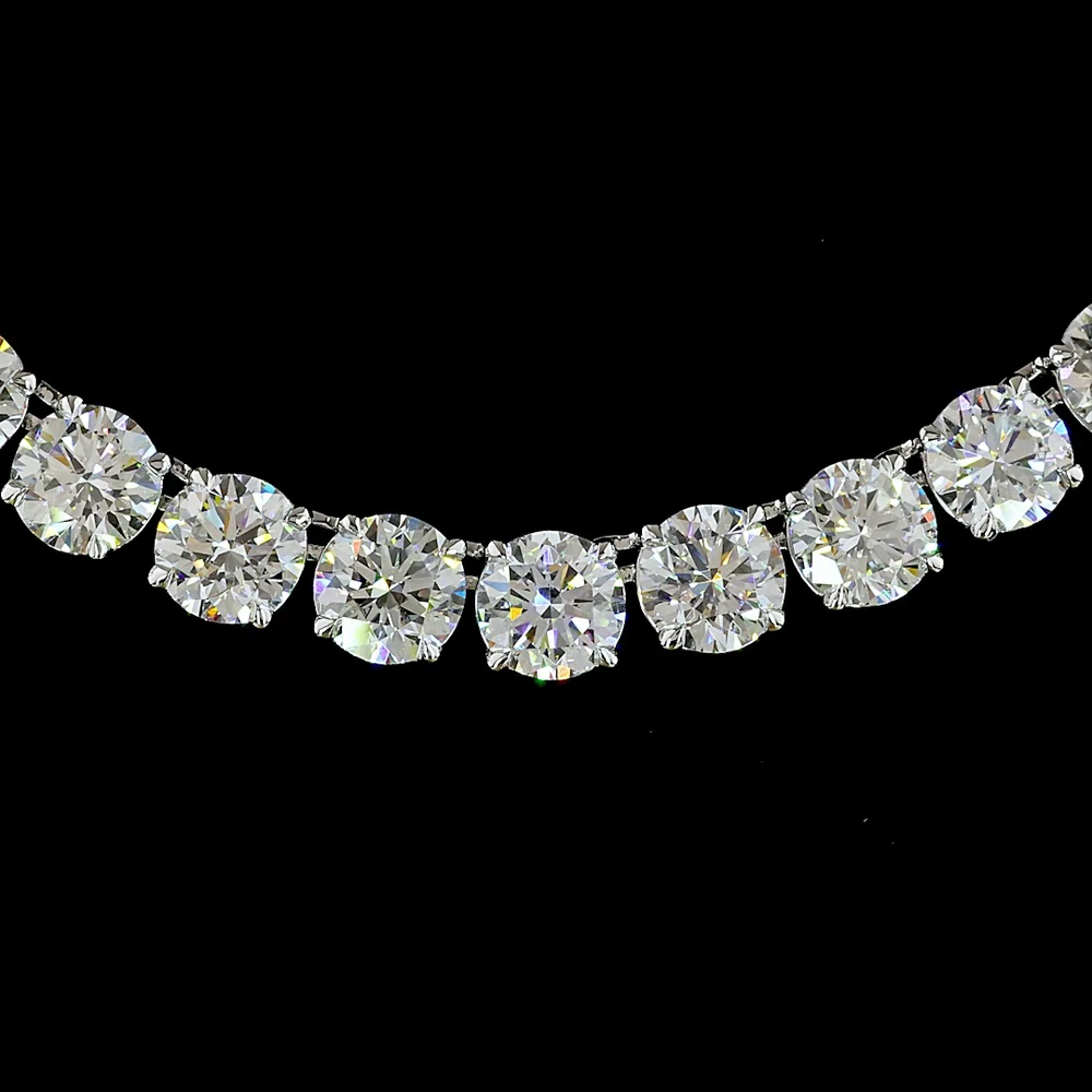 14K White Gold 40.7 Carat Tennis Necklace with 80 Round Brilliant Cut Lab Diamonds - E-F VS Clarity - Covaloro Fine Jewelry - Image 2