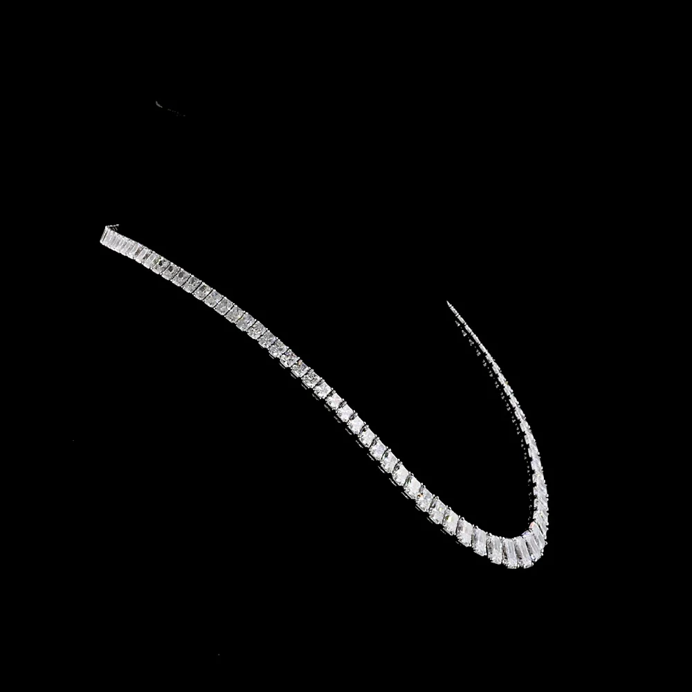 14K White Gold 45.5 Carat Graduating Riviera Necklace with North-South Radiant Cut Lab Diamonds (E-F Color, VVS2 Clarity) - 103 Stones Total - Covaloro Fine Jewelry - Image 2
