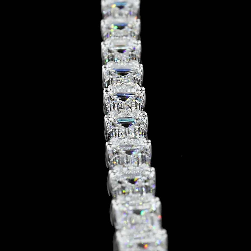 14K White Gold 49.1 Total Carat Emerald Cut Lab Diamond East-West Tennis Bracelet with E-F VVS2 Stones - 24.55 Carat Main Stone Weight - Covaloro Fine Jewelry - Image 2