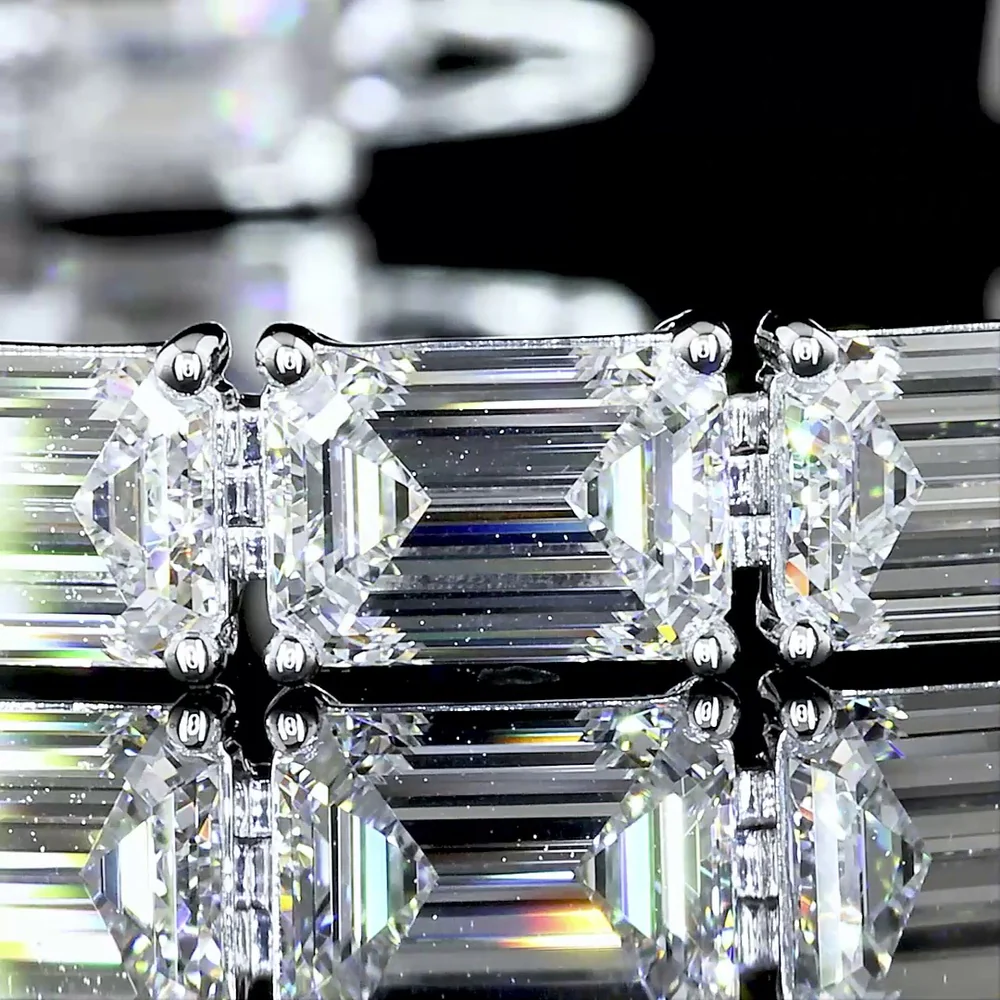 14K White Gold 49.1 Total Carat Emerald Cut Lab Diamond East-West Tennis Bracelet with E-F VVS2 Stones - 24.55 Carat Main Stone Weight - Covaloro Fine Jewelry - Image 3