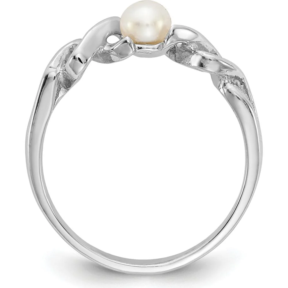 14K White Gold 4mm Freshwater Cultured Pearl Ring - Size 6 by Monteluci Fine Jewelry - Image 2