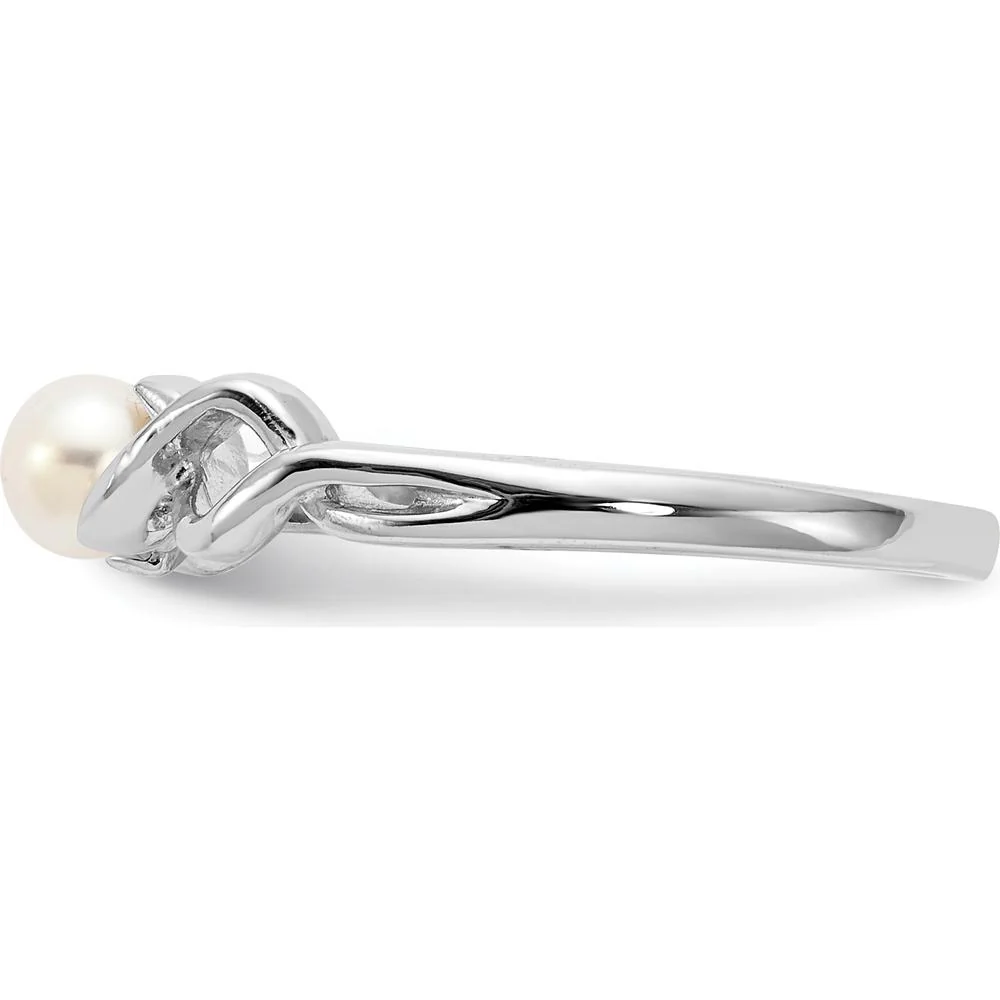 14K White Gold 4mm Freshwater Cultured Pearl Ring - Size 6 by Monteluci Fine Jewelry - Image 3