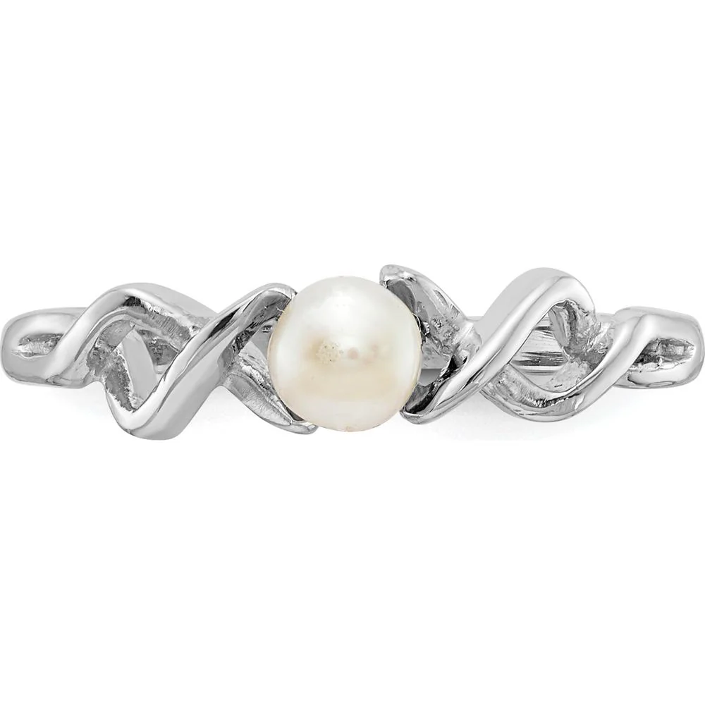 14K White Gold 4mm Freshwater Cultured Pearl Ring - Size 6 by Monteluci Fine Jewelry - Image 4