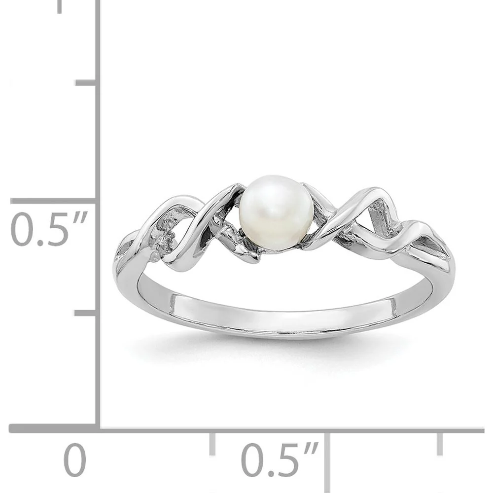 14K White Gold 4mm Freshwater Cultured Pearl Ring - Size 6 by Monteluci Fine Jewelry - Image 5