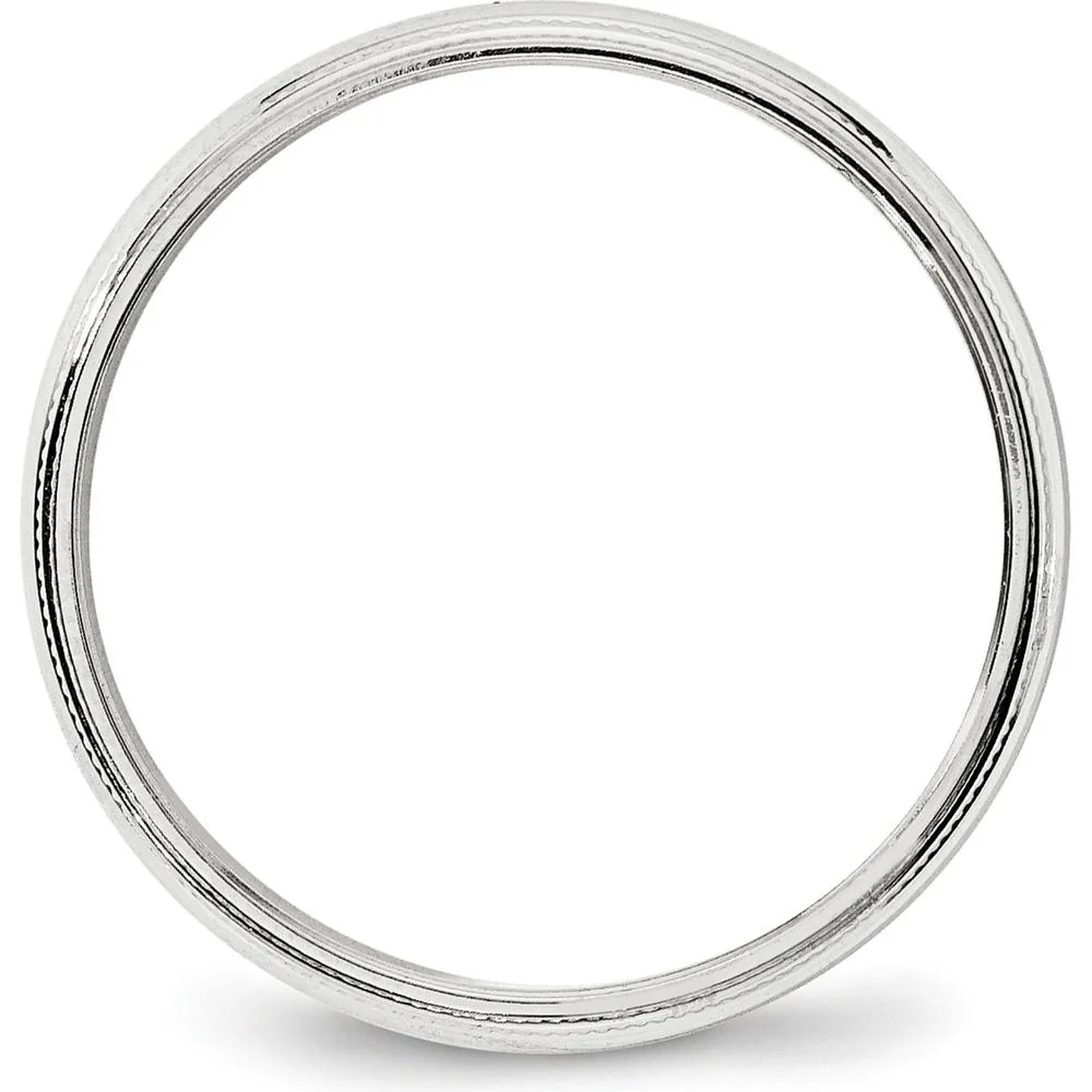 14K White Gold 4mm Milgrain Half Round Wedding Band - Size 5.5 by Luciano & Cie - Image 2