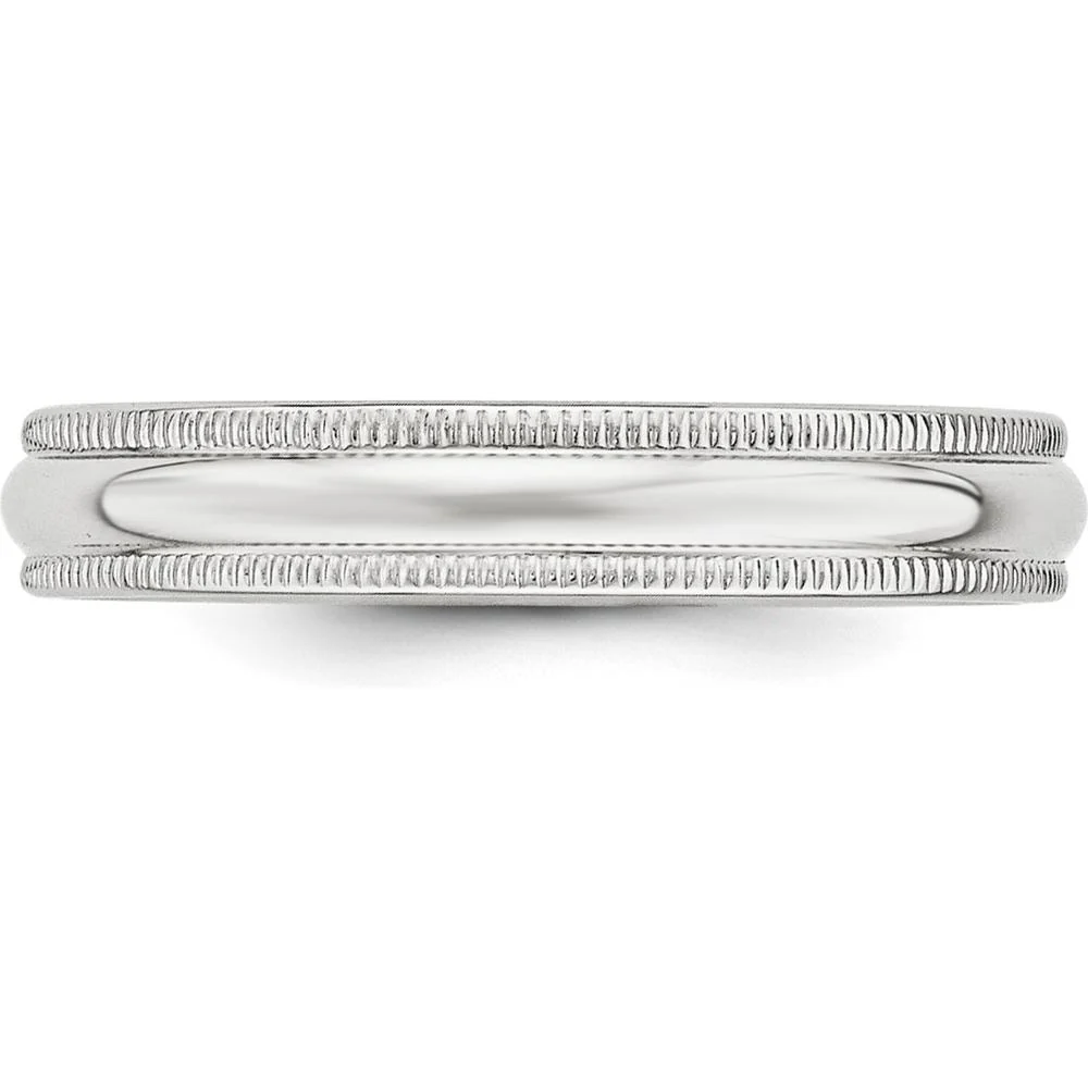 14K White Gold 4mm Milgrain Half Round Wedding Band - Size 5.5 by Luciano & Cie - Image 3