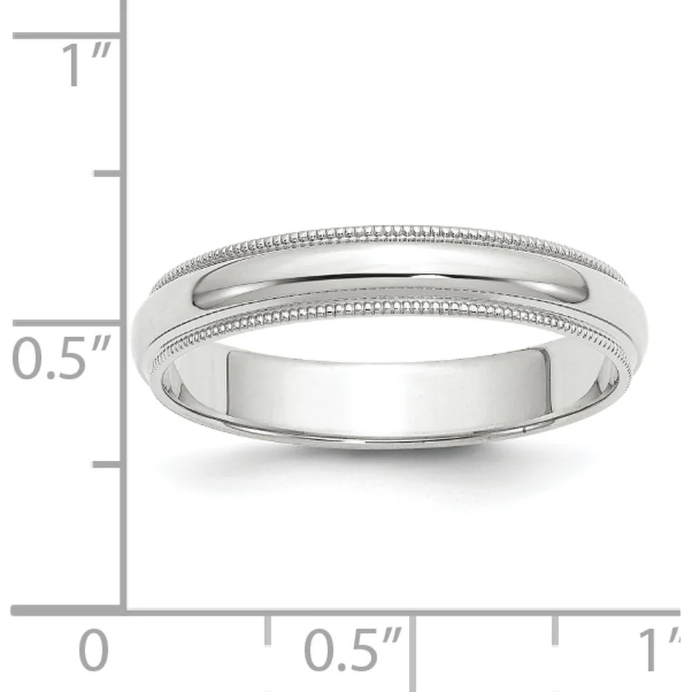 14K White Gold 4mm Milgrain Half Round Wedding Band - Size 5.5 by Luciano & Cie - Image 4