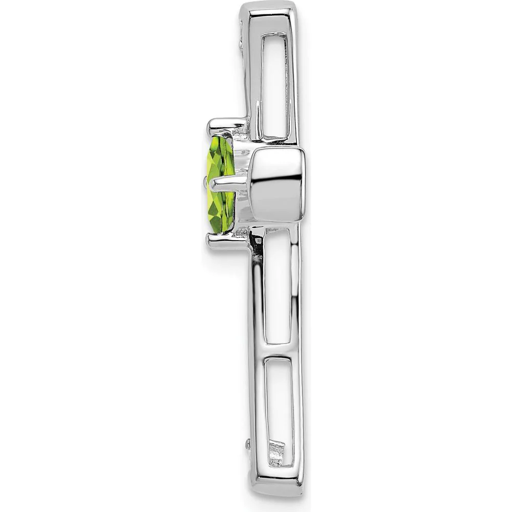 14K White Gold 4mm Square Peridot and Diamond Cross Pendant with Round Diamonds - 0.30 Carat Total Peridot Weight by Lumare Gioia - Image 2