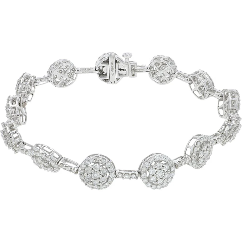 14K White Gold 5.00 Carat Diamond Tennis Bracelet with Milgrain Design - Image 2