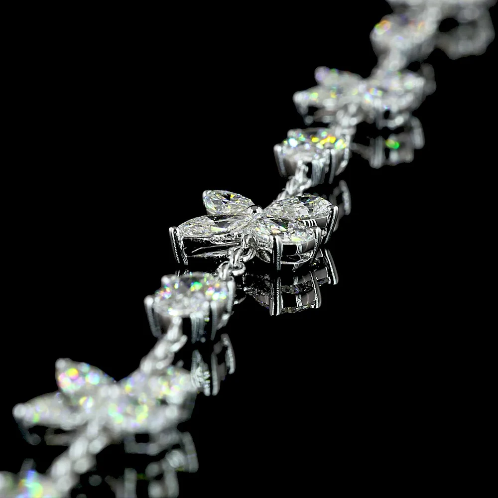 14K White Gold 5.1 Carat Mixed Shape Station Necklace with Oval and Marquise Lab Diamonds - E-F VS2 Clarity - Covaloro Fine Jewelry - Image 4