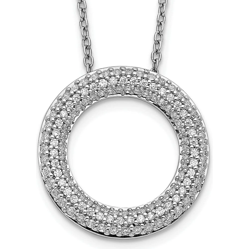 14K White Gold 5/8 Carat Diamond Circle Necklace - 18" Length with 43 Round Diamonds by Monteluci Fine Jewelry