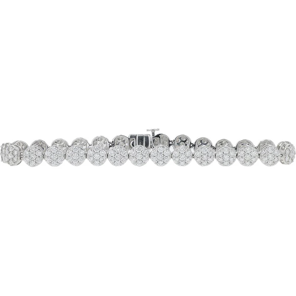 14K White Gold 5 Carat Diamond Tennis Bracelet with Prong Set Round Diamonds - 5.00 Carat Total Diamond Weight