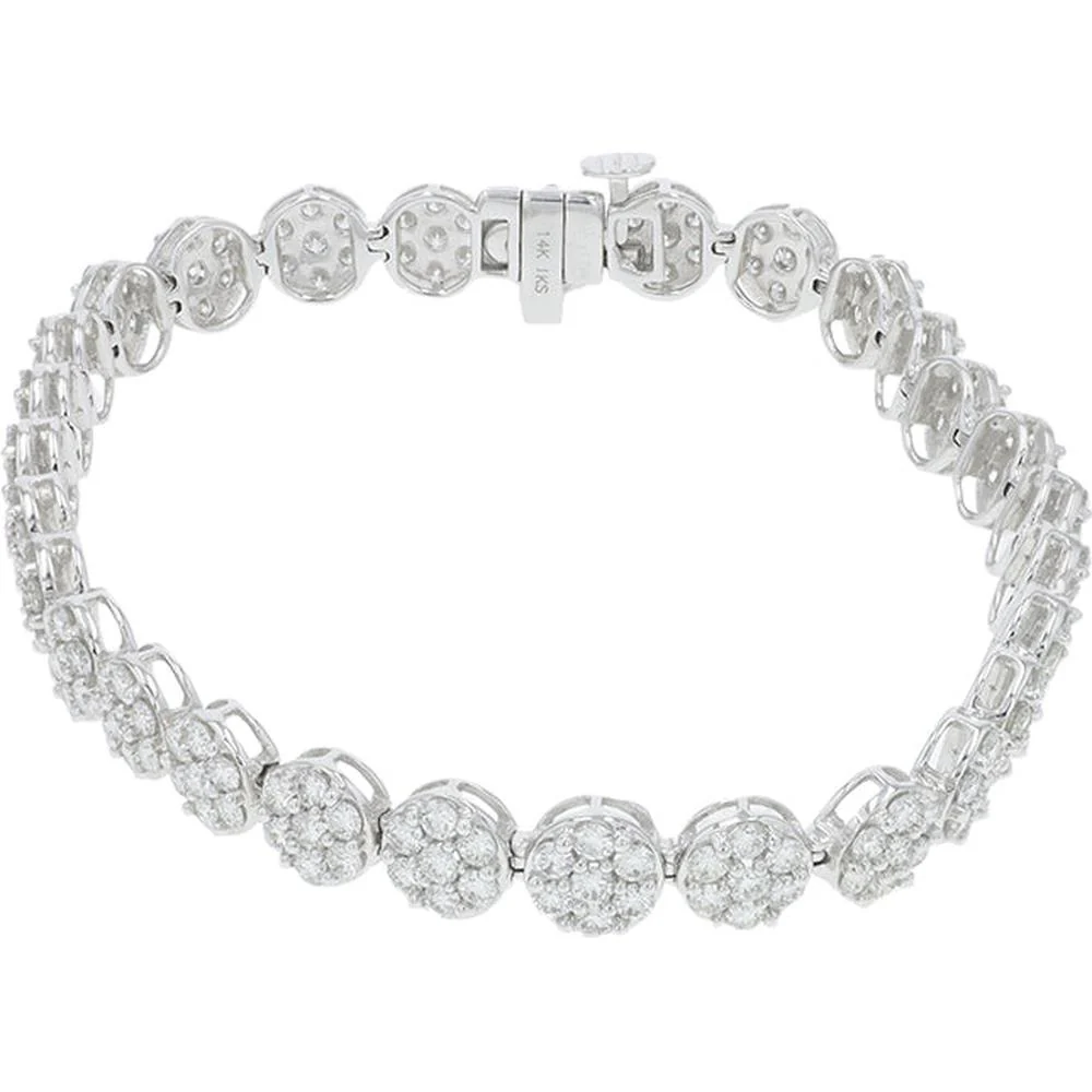 14K White Gold 5 Carat Diamond Tennis Bracelet with Prong Set Round Diamonds - 5.00 Carat Total Diamond Weight - Image 2