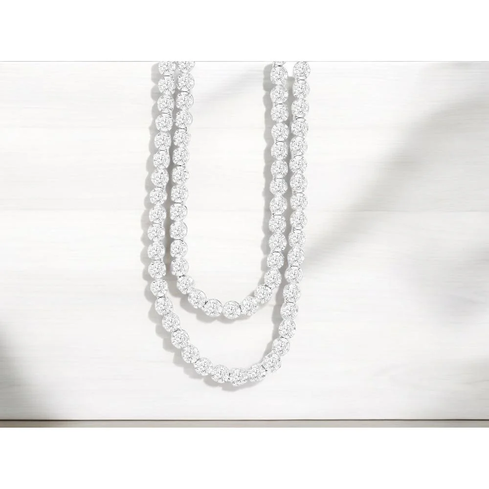 14K White Gold 5 Carat Tennis Necklace with Round Brilliant Cut Diamonds in Four-Prong Setting - Royal Jewelry - Image 2