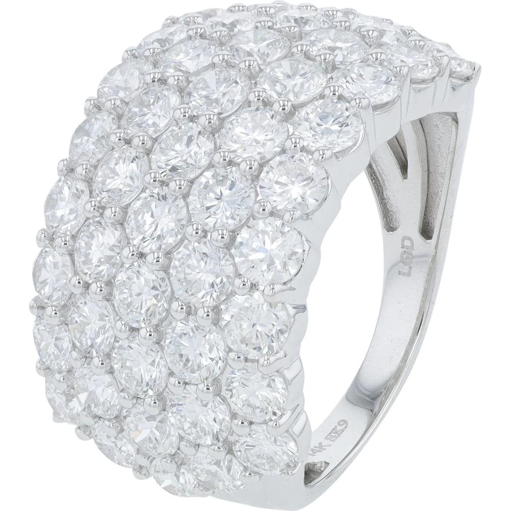 14K White Gold 5 Carat Total Weight Lab Grown Diamond Band - Pave Set Diamonds