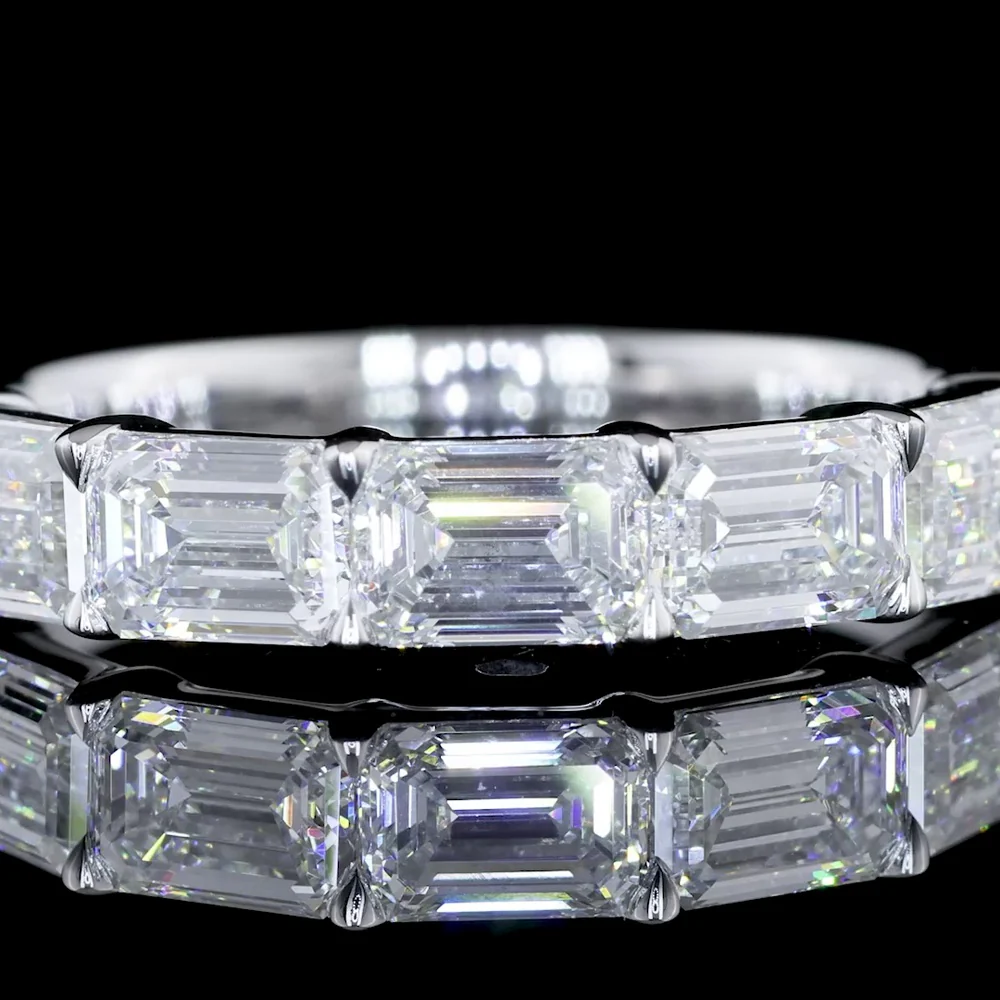 14K White Gold 5-Stone East-West Eternity Band with Emerald Cut Lab Diamonds - 1.84 Carats Total Diamond Weight - Covaloro Fine Jewelry - Image 2