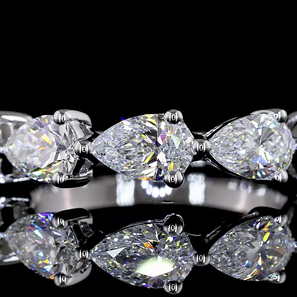 14K White Gold 5-Stone East-West Pear Cut Lab Diamond Eternity Band - 1.99 Carat Total Weight, E-F Color, VVS2-VS1 Clarity - Covaloro Fine Jewelry - Image 2