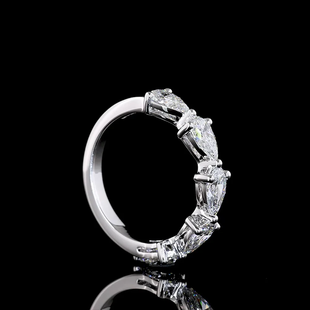 14K White Gold 5-Stone East-West Pear Cut Lab Diamond Eternity Band - 1.99 Carat Total Weight, E-F Color, VVS2-VS1 Clarity - Covaloro Fine Jewelry - Image 3