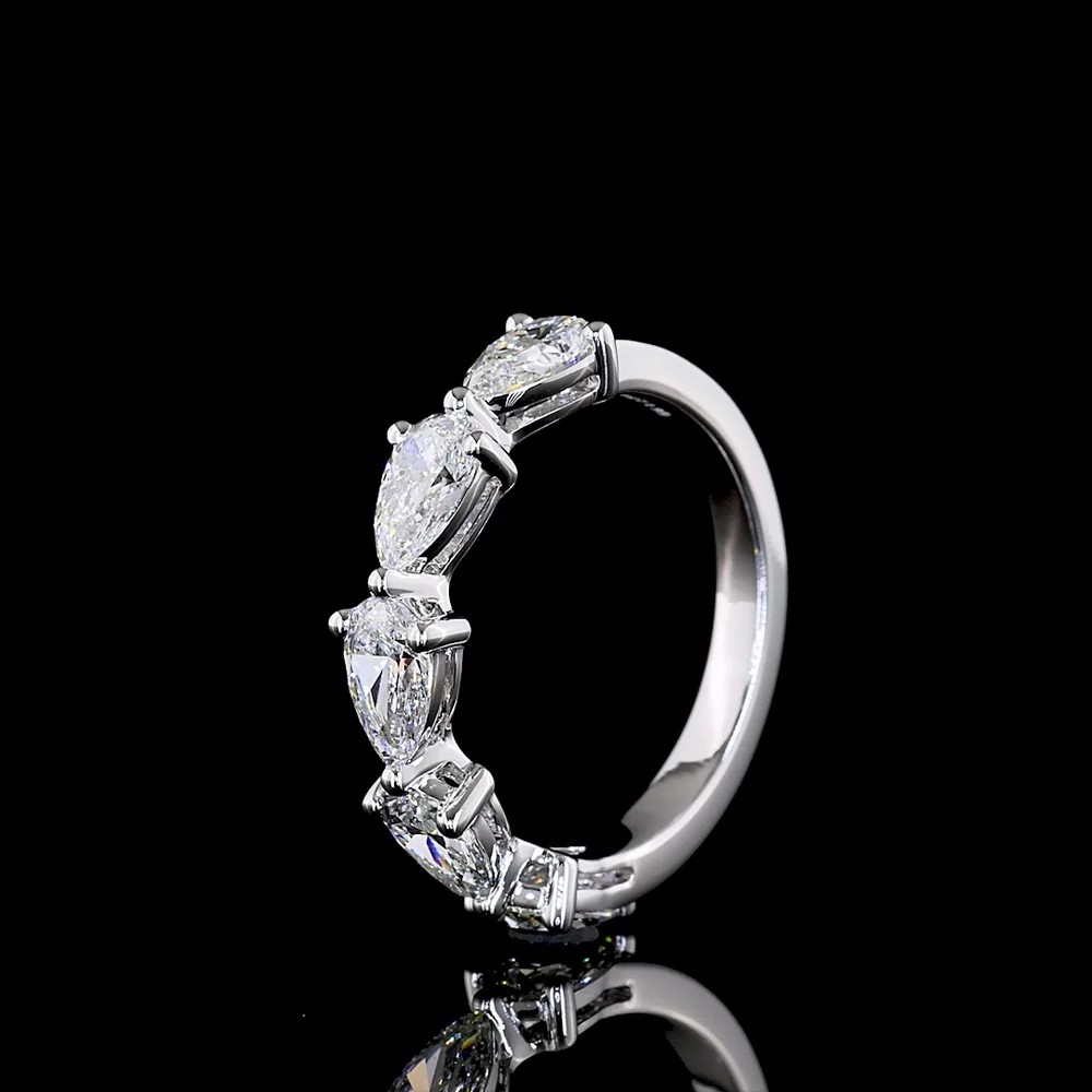 14K White Gold 5-Stone East-West Pear Cut Lab Diamond Eternity Band - 1.99 Carat Total Weight, E-F Color, VVS2-VS1 Clarity - Covaloro Fine Jewelry - Image 4