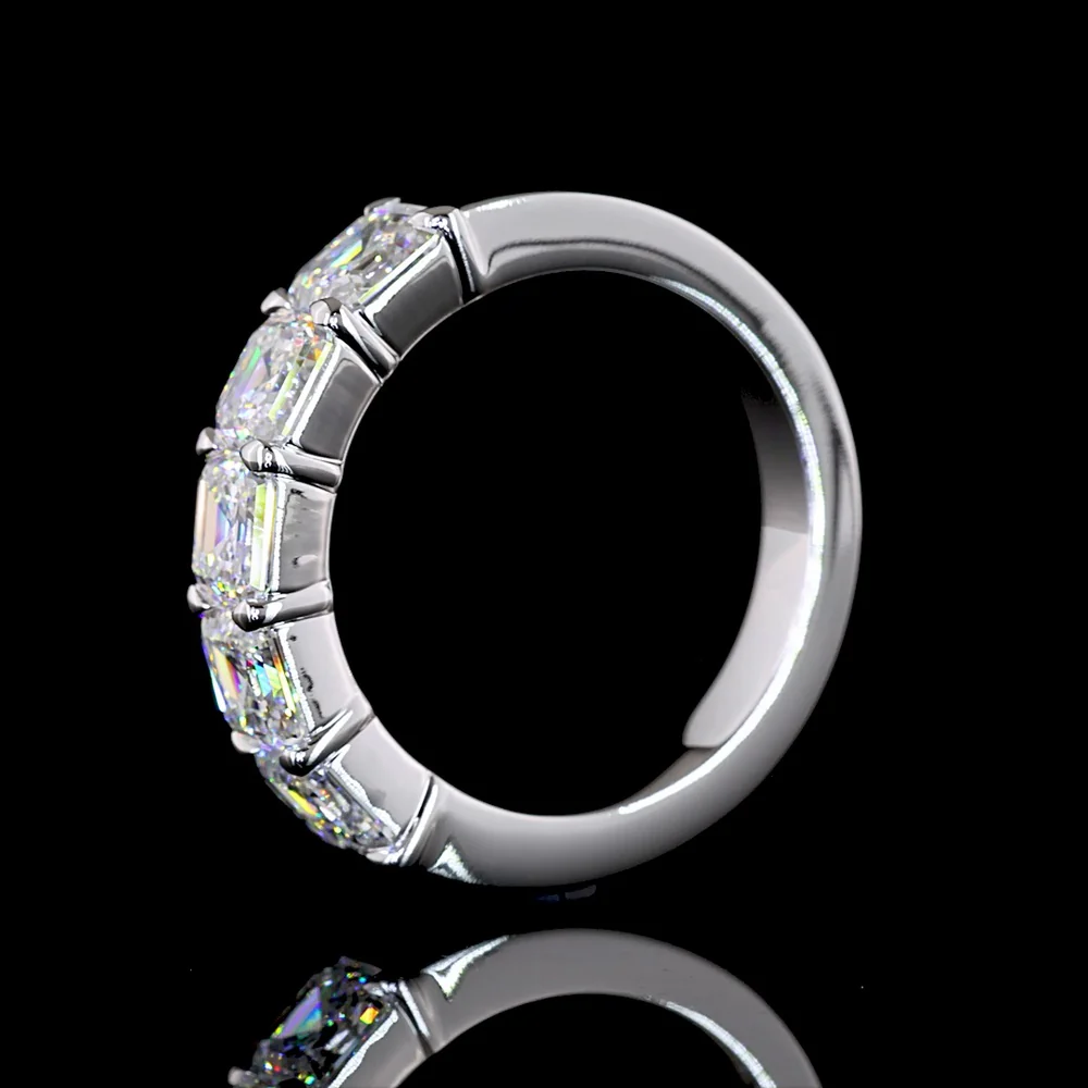 14K White Gold 5-Stone Eternity Band with Asscher Cut Lab Diamonds - 3.00 Total Carat Weight, E-F Color, VVS2 Clarity - Covaloro Fine Jewelry - Image 3