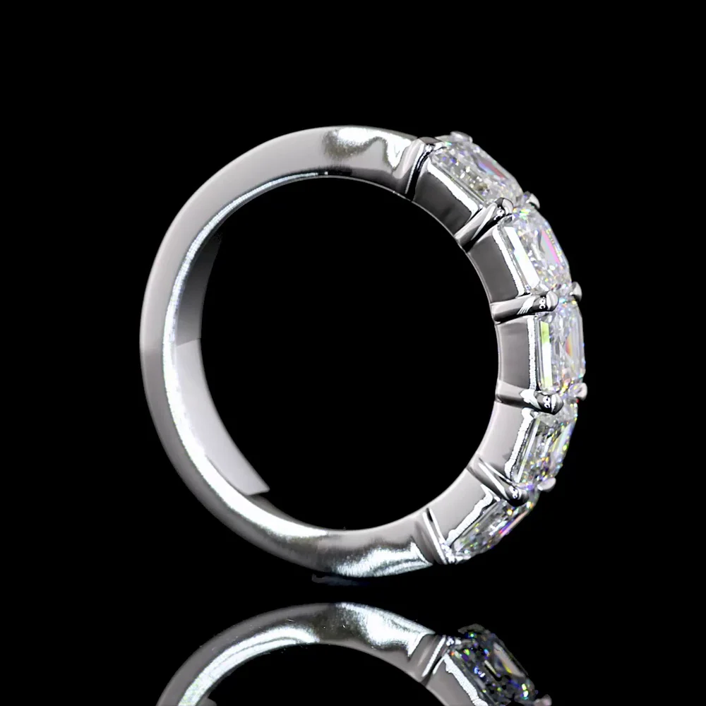 14K White Gold 5-Stone Eternity Band with Asscher Cut Lab Diamonds - 3.00 Total Carat Weight, E-F Color, VVS2 Clarity - Covaloro Fine Jewelry - Image 4